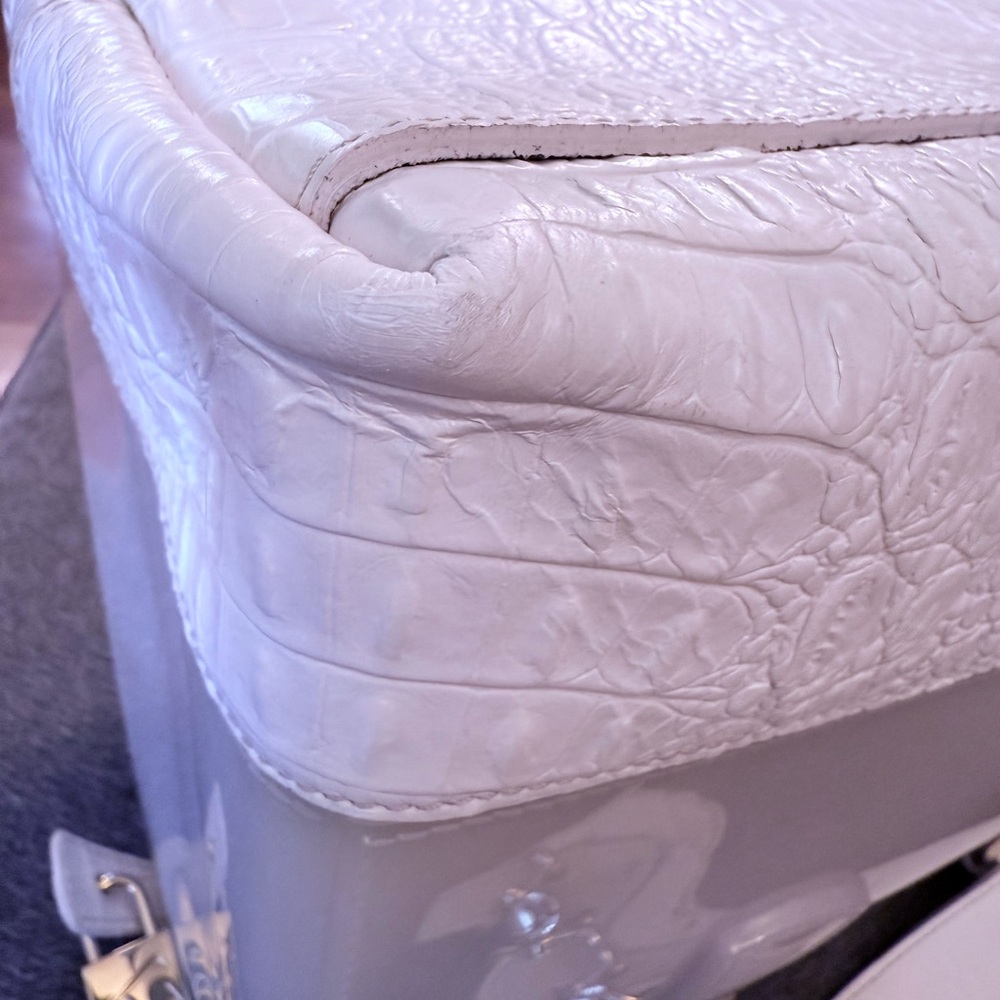 SOLD - FURLA Satchel ‘Boston’ Bag Leather & Rubber w/Gold Accents & Dust Bag EUC - Picture 13 of 16